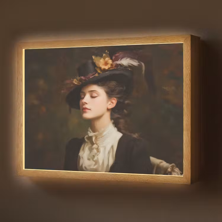 Vrouw - Victoriaans - Portret Light Box met batterij (Wandlamp) middel -z3d_website