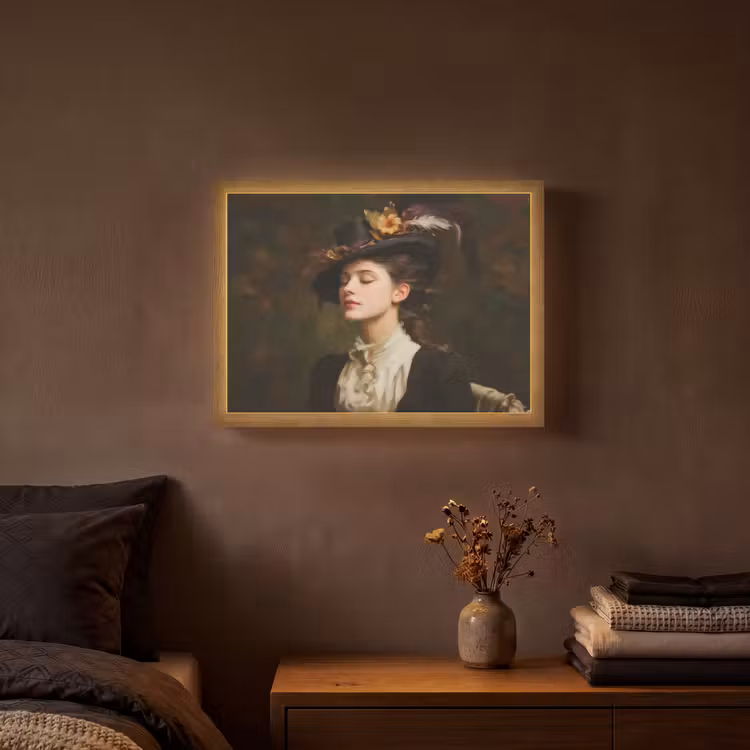 Vrouw - Victoriaans - Portret Light Box met batterij (Wandlamp) middel -sfeer4