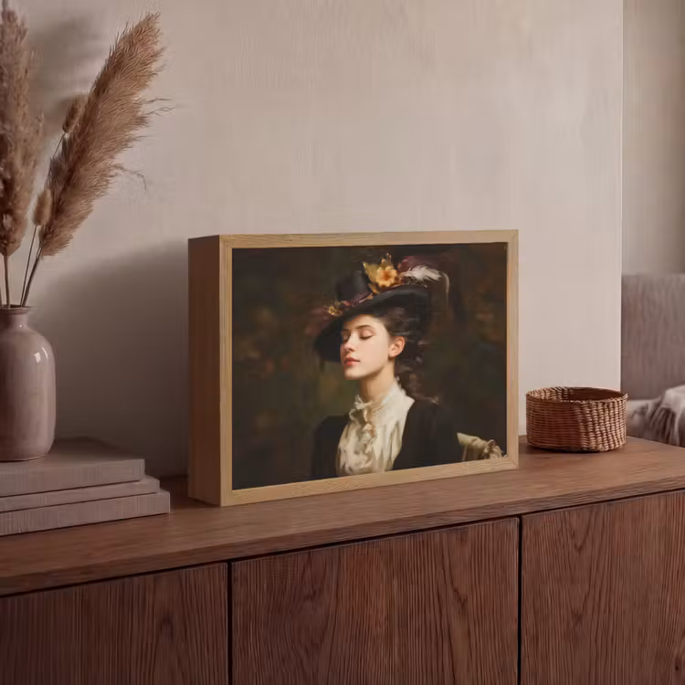 Vrouw - Victoriaans - Portret Light Box met batterij (Wandlamp) middel -sfeer2