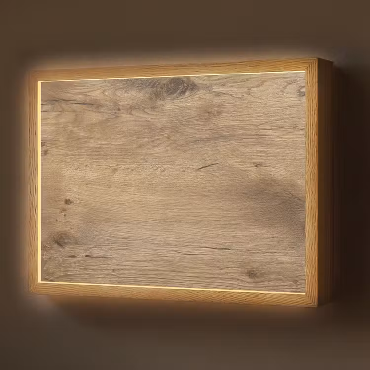 Hout - Bruin - Houtlook Light Box met batterij (Wandlamp) middel -z3d_website
