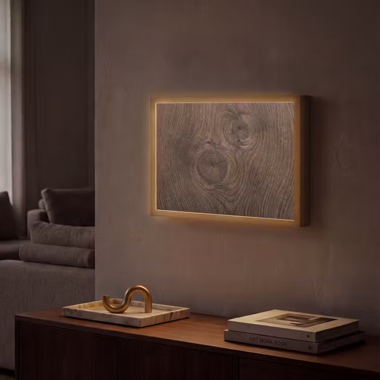 Houtnerf - Textuur - Patroon - Bruin - Rustiek Light Box met batterij (Wandlamp) middel -sfeer1