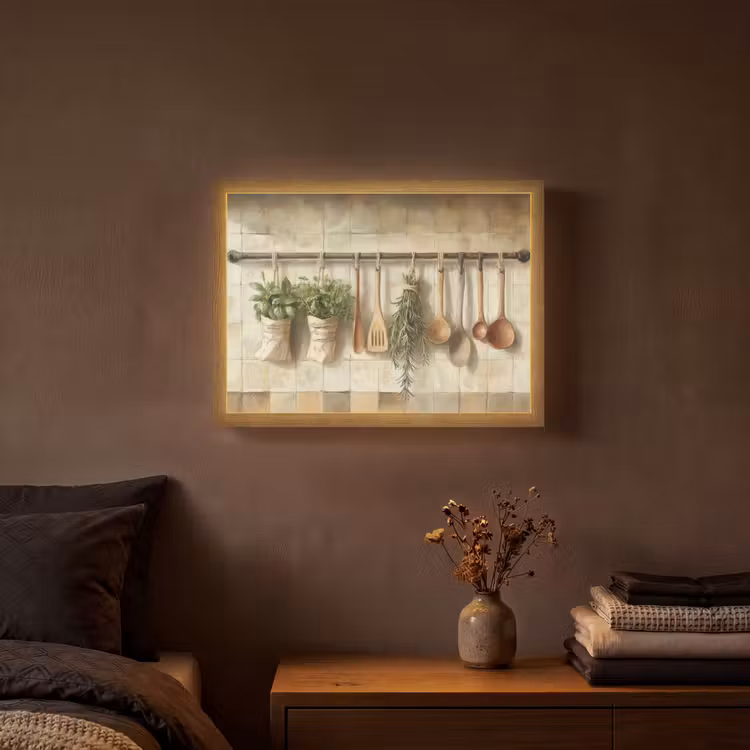 Hout - Keukengerei - Stilleven - Tegels Light Box met batterij (Wandlamp) middel -sfeer4