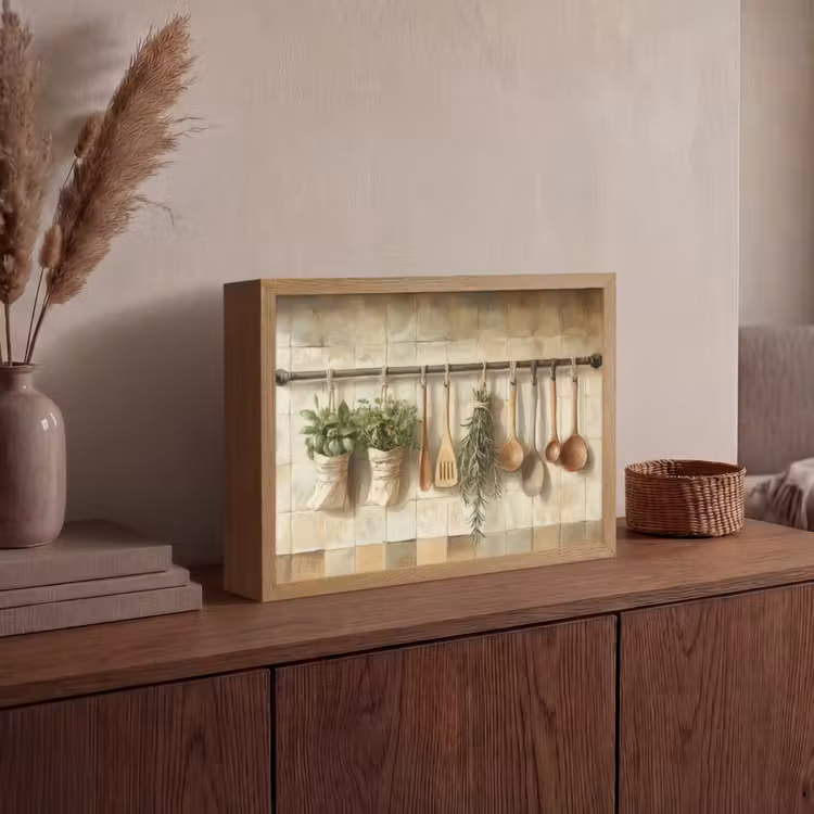 Hout - Keukengerei - Stilleven - Tegels Light Box met batterij (Wandlamp) middel -sfeer2