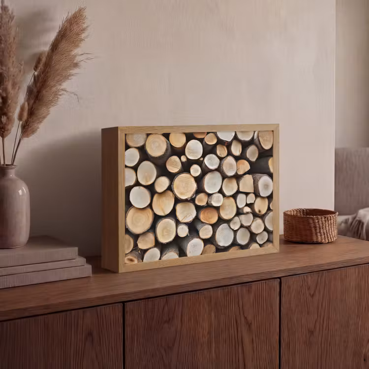 Hout - Boomstammen - Textuur Light Box met batterij (Wandlamp) middel -sfeer2