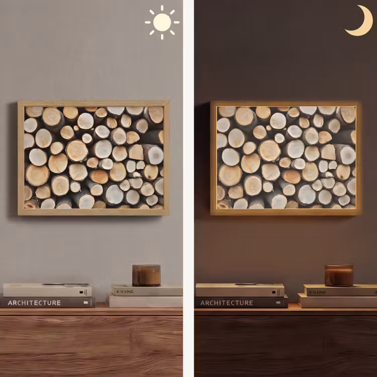 Hout - Boomstammen - Textuur Light Box met batterij (Wandlamp) middel -sfeer3
