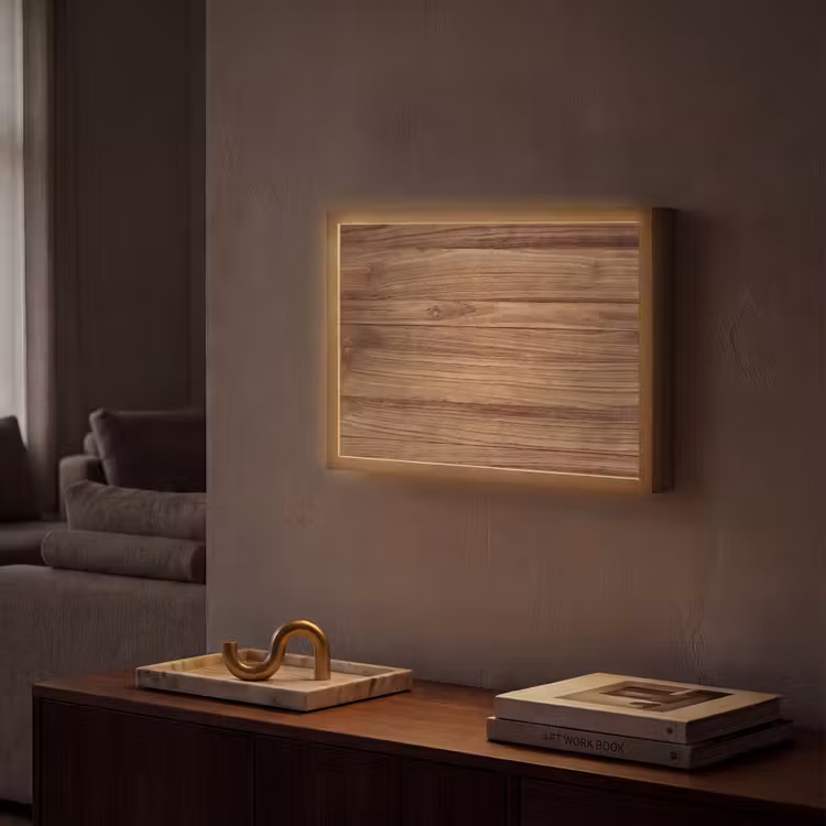Houtlook - Bruin Light Box met batterij (Wandlamp) middel -sfeer1