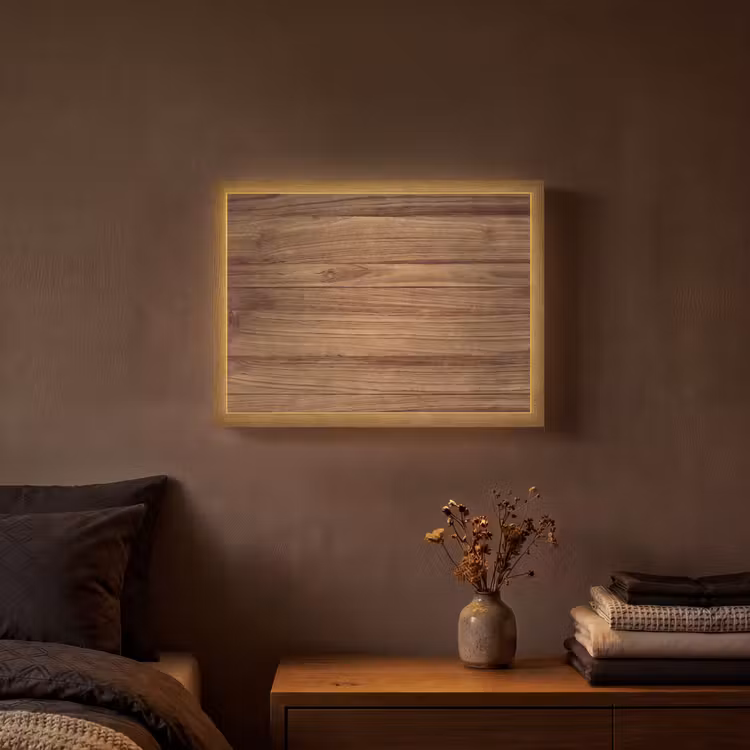 Houtlook - Bruin Light Box met batterij (Wandlamp) middel -sfeer4