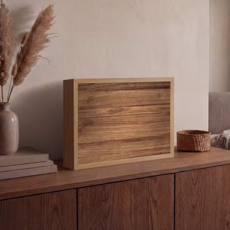 Houtlook - Bruin Light Box met batterij (Wandlamp) middel -sfeer2