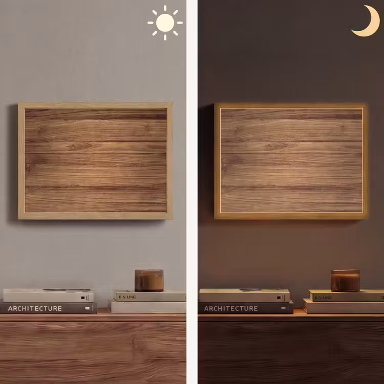 Houtlook - Bruin Light Box met batterij (Wandlamp) middel -sfeer3