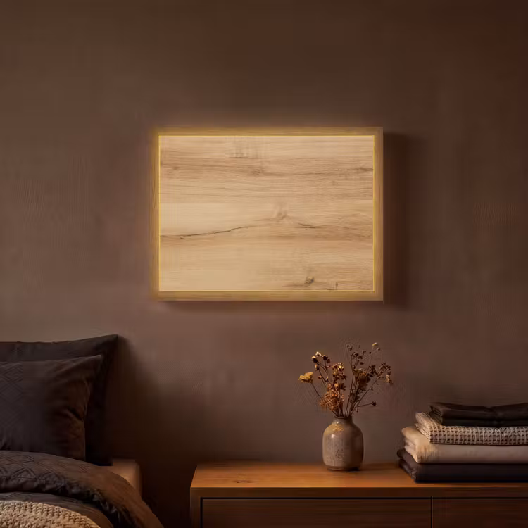 Houtlook - Bruin - Hout Light Box met batterij (Wandlamp) middel -sfeer4