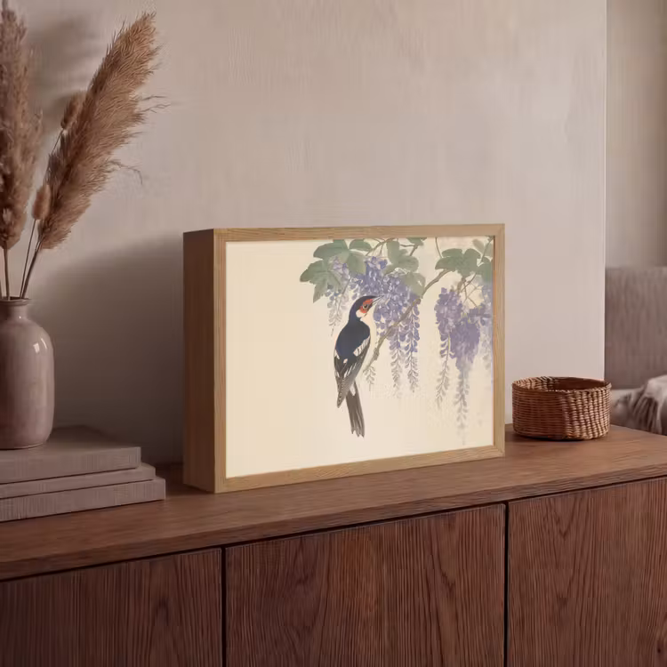 Specht - Bloemen - Paars Light Box met batterij (Wandlamp) middel -sfeer2