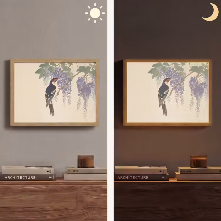 Specht - Bloemen - Paars Light Box met batterij (Wandlamp) middel -sfeer3