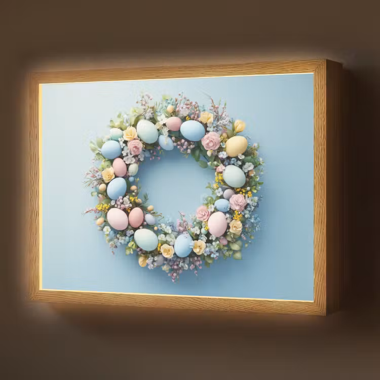 Krans - Eieren - Bloemen Light Box met batterij (Wandlamp) middel -z3d_website