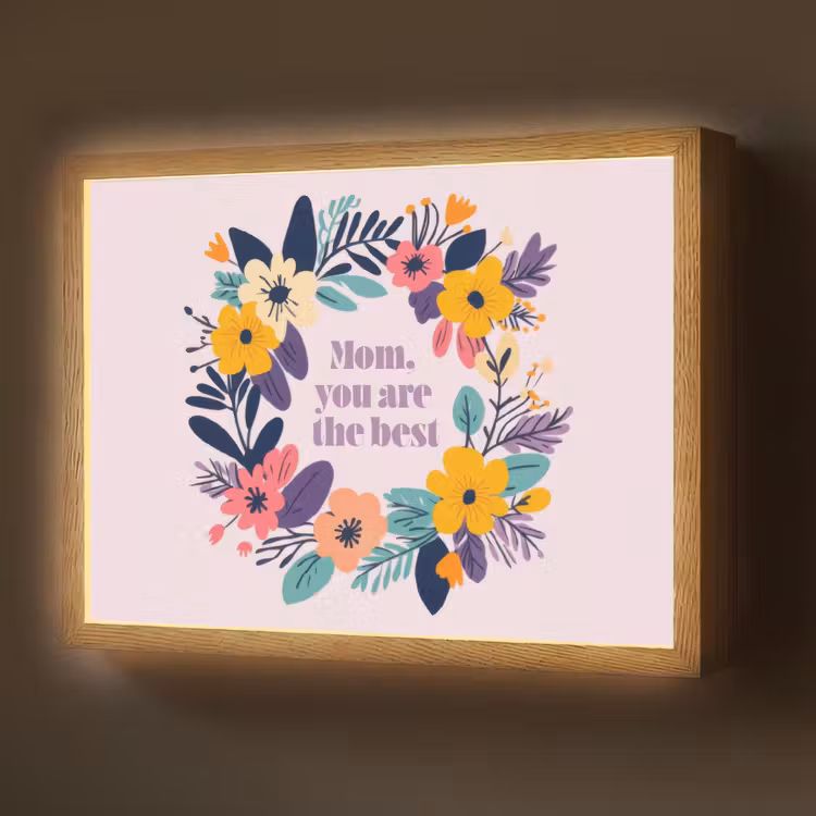 Bloemenkrans - Kleurrijk - Moeder Light Box met batterij (Wandlamp) middel -z3d_website