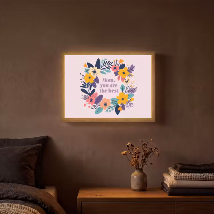 Bloemenkrans - Kleurrijk - Moeder Light Box met batterij (Wandlamp) middel -sfeer4