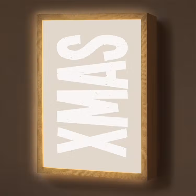 Xmas - Kerst - Japandi - Kerstversiering Light Box met batterij (Wandlamp) middel -z3d_website