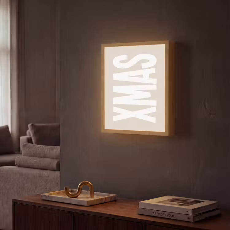 Xmas - Kerst - Japandi - Kerstversiering Light Box met batterij (Wandlamp) middel -sfeer1