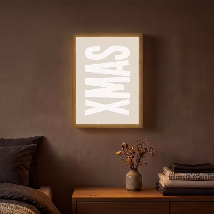 Xmas - Kerst - Japandi - Kerstversiering Light Box met batterij (Wandlamp) middel -sfeer4