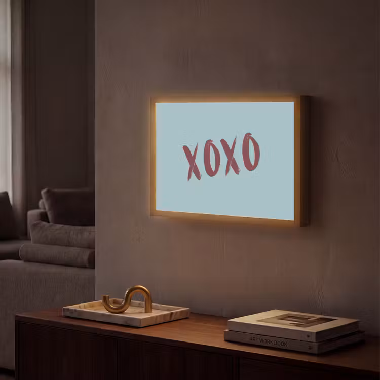 XOXO - Blauw - Rood Light Box met batterij (Wandlamp) middel -sfeer1