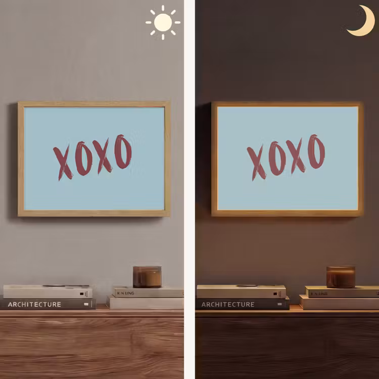 XOXO - Blauw - Rood Light Box met batterij (Wandlamp) middel -sfeer3