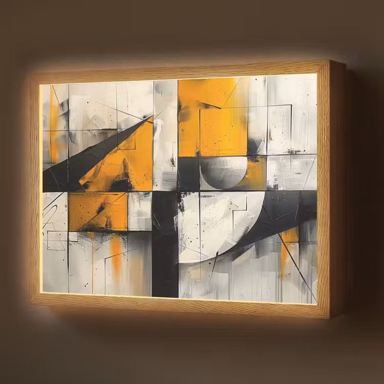 Geel - Abstract - Modern - Vormen Light Box met batterij (Wandlamp) middel -z3d_website