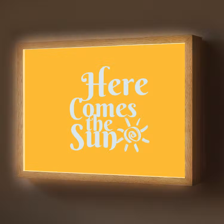 Geel - Blauw - Here comes the sun Light Box met batterij (Wandlamp) middel -z3d_website