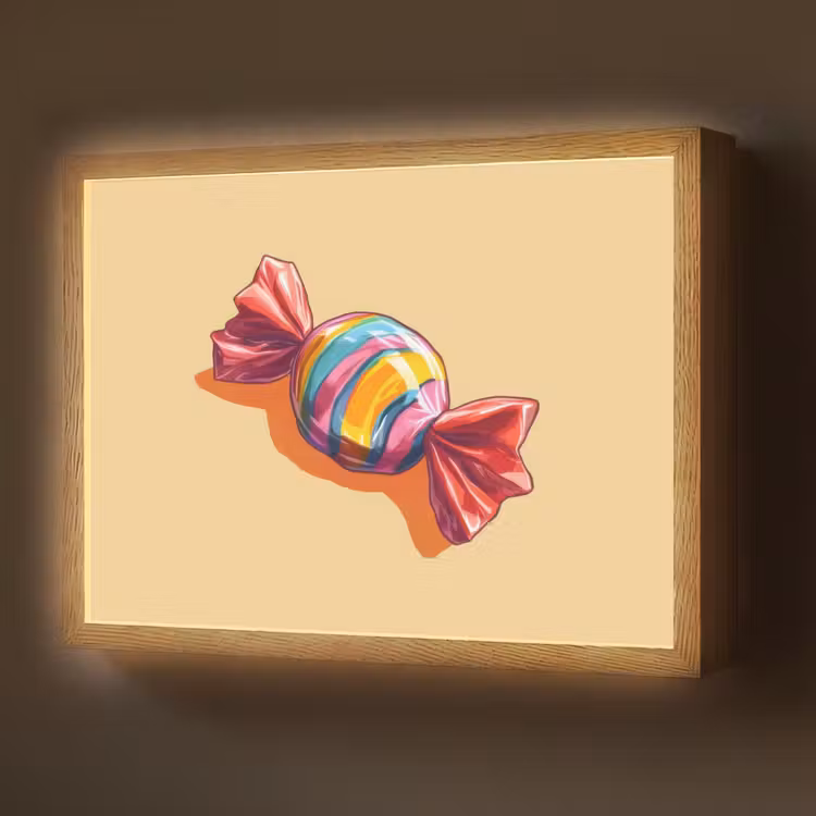 Geel - Snoep - Kleur Light Box met batterij (Wandlamp) middel -z3d_website