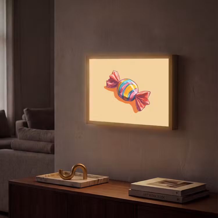 Geel - Snoep - Kleur Light Box met batterij (Wandlamp) middel -sfeer1