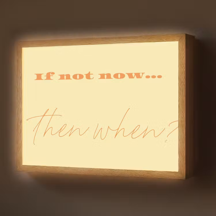 Geel - Oranje - if not now then when Light Box met batterij (Wandlamp) middel -z3d_website