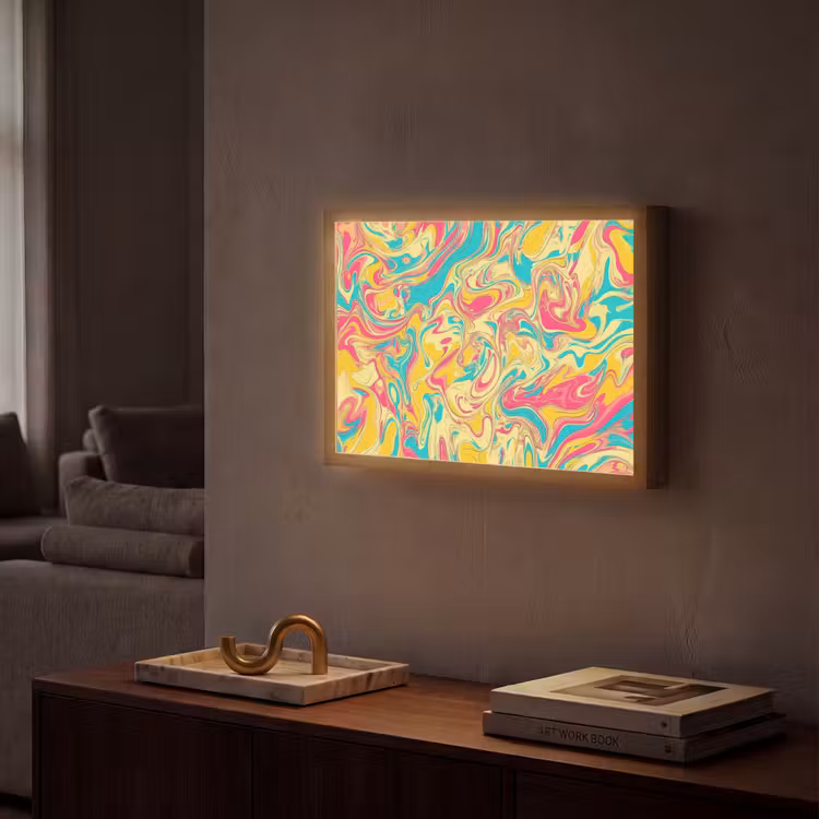 Geel - Roze - Blauw - Retro Light Box met batterij (Wandlamp) middel -sfeer1