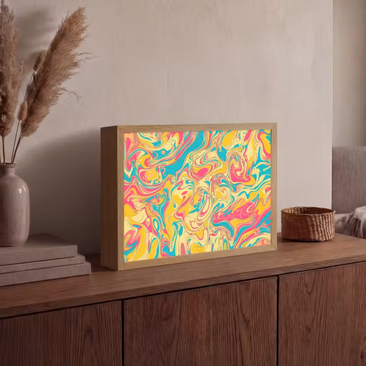 Geel - Roze - Blauw - Retro Light Box met batterij (Wandlamp) middel -sfeer2