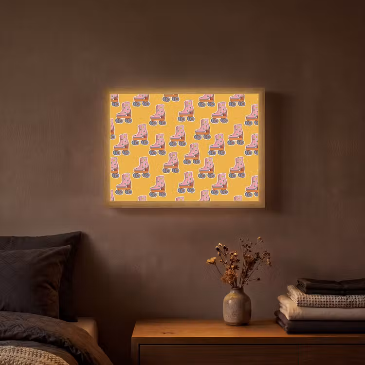 Geel - Rolschaatsen - Patroon Light Box met batterij (Wandlamp) middel 907 -sfeer4