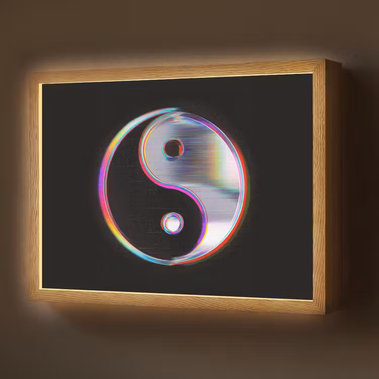 Yin-Yang - Cirkel - Regenboog Light Box met batterij (Wandlamp) middel -z3d_website