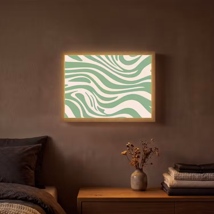 Zebrapatroon - Groen - Retro Light Box met batterij (Wandlamp) middel -sfeer4