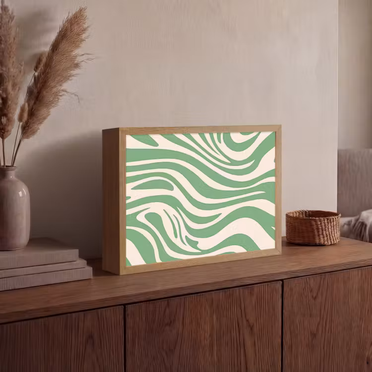 Zebrapatroon - Groen - Retro Light Box met batterij (Wandlamp) middel -sfeer2