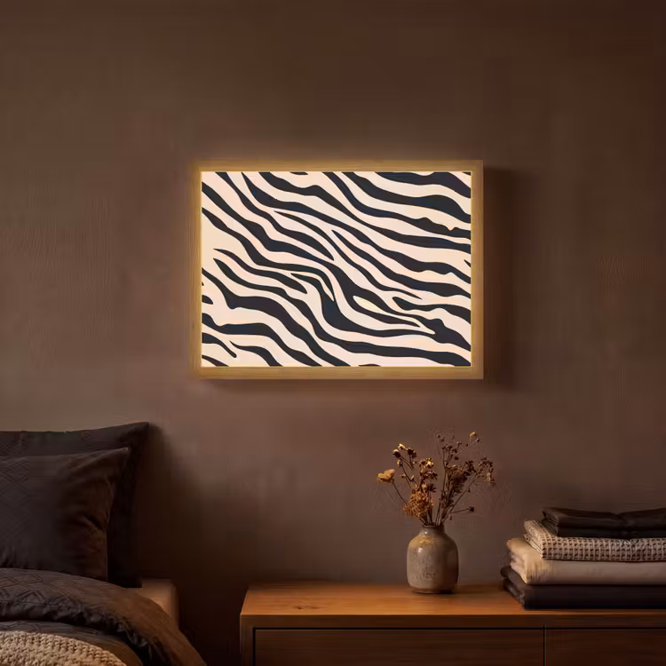 Zebraprint - Dynamisch - Roze Light Box met batterij (Wandlamp) middel -sfeer4