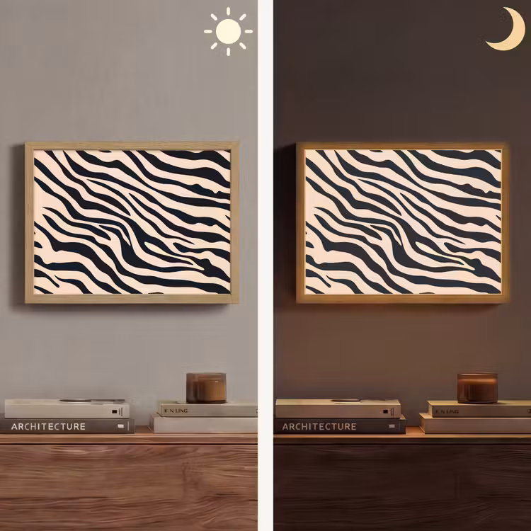 Zebraprint - Dynamisch - Roze Light Box met batterij (Wandlamp) middel -sfeer3