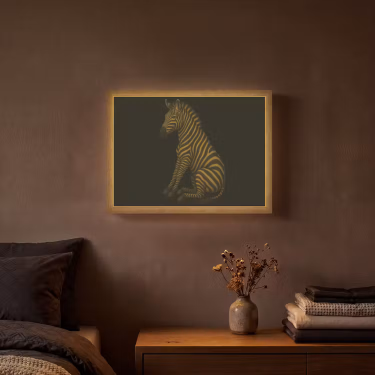 Zebra - Strepen - Goud Light Box met batterij (Wandlamp) middel -sfeer4
