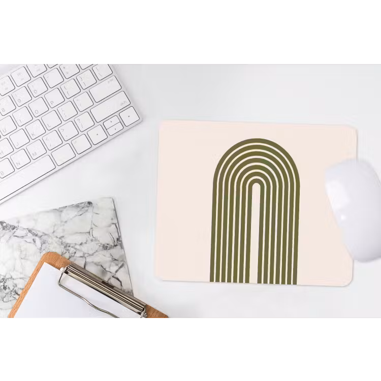Abstract - Bogen - Modern - Groen - Kunst muismat rubber klein -witbureau