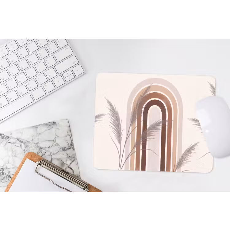 Abstract - Bogen - Plant - Boho - Beige muismat rubber klein -witbureau