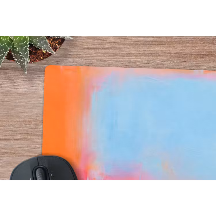 Abstract - Kleurvlakken - Modern - Oranje - Blauw muismat rubber klein -closeup