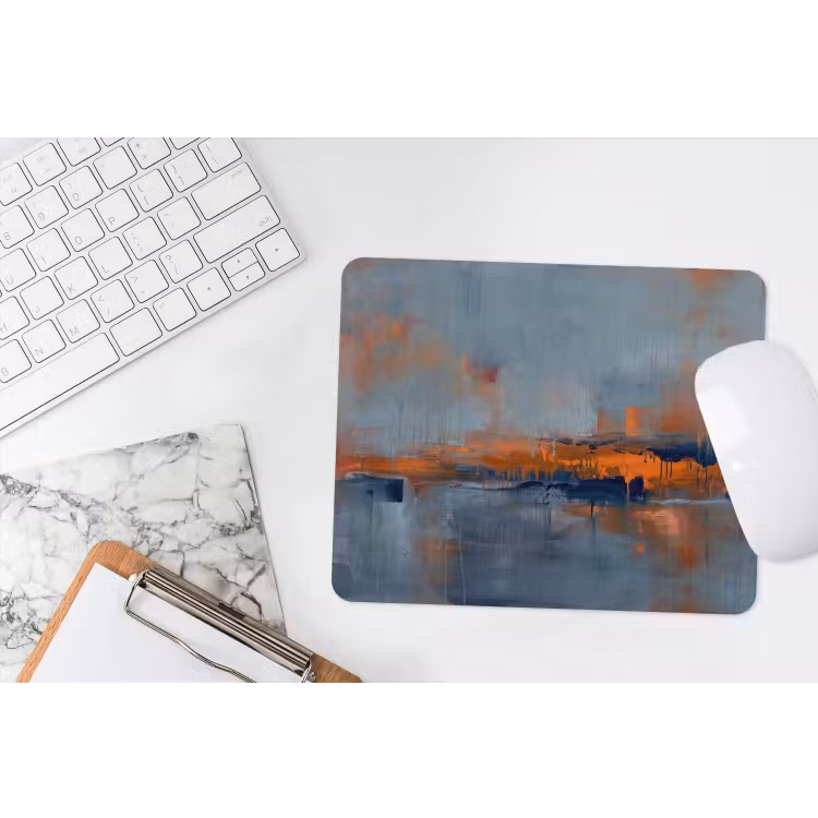 Abstract - Kleuren - Modern - Oranje - Grijs muismat rubber klein -witbureau