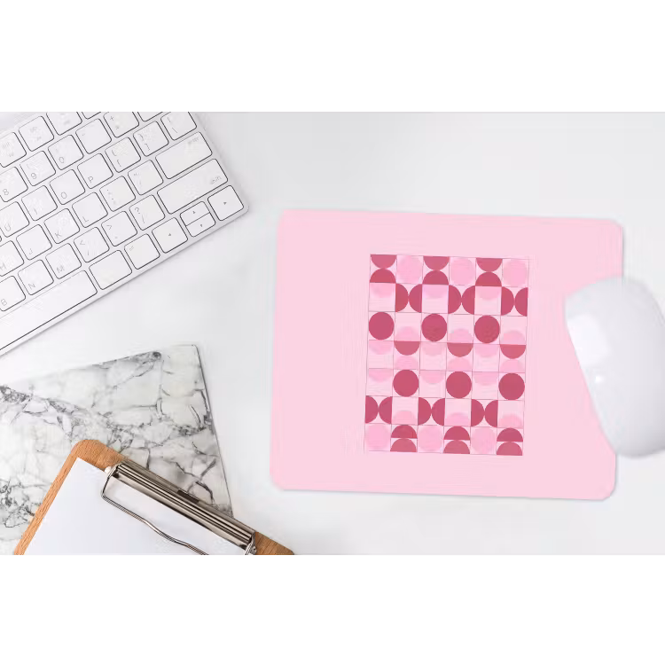 Abstract - Geometrisch - Cirkels - Roze - Modern muismat rubber klein -witbureau