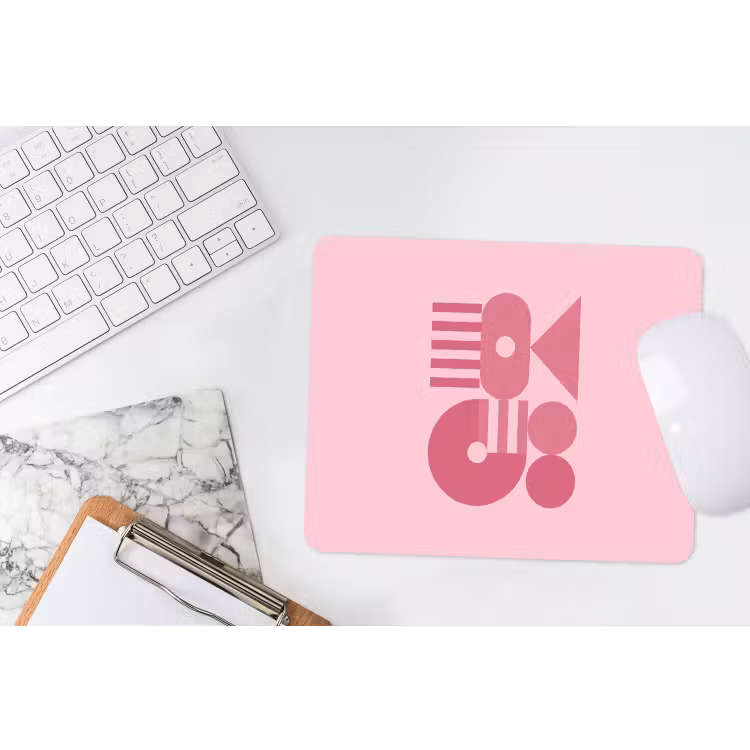 Abstract - Geometrisch - Vormen - Roze muismat rubber klein -witbureau