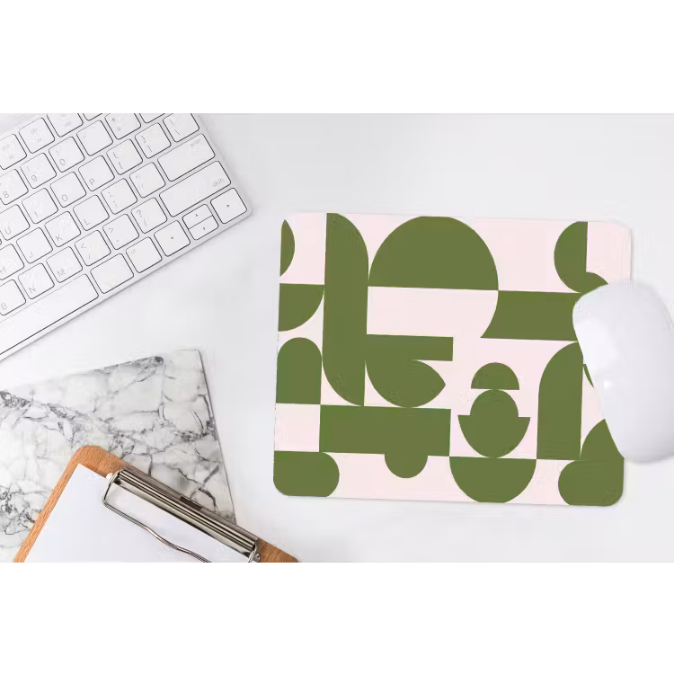 Abstract - Geometrie - Modern - Groen - Wit muismat rubber klein -witbureau