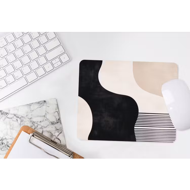 Abstract - Japandi - Beige - Modern muismat rubber klein -witbureau