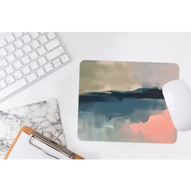 Abstract - Landschap - Kunst - Modern - Groen - Blauw muismat rubber klein -witbureau