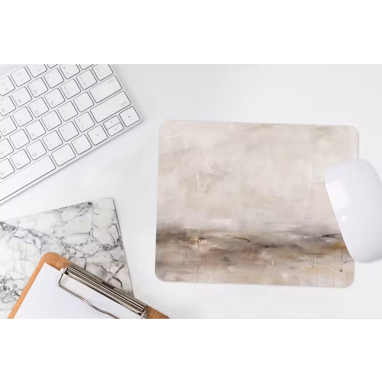 Abstrakt - Landschap - Modern - Beige - Kunst muismat rubber klein -witbureau
