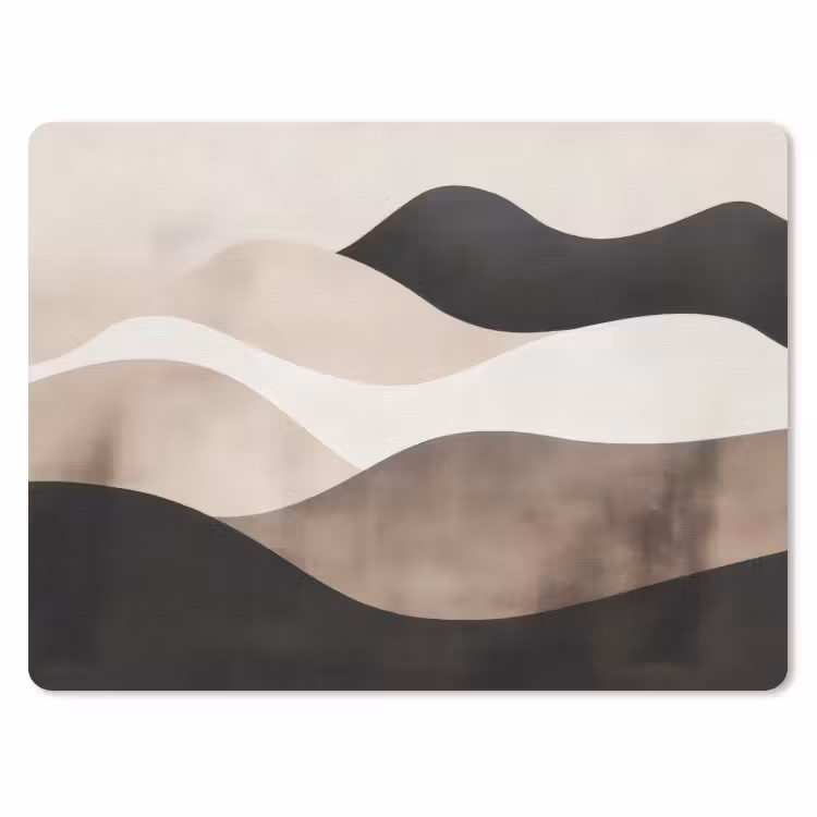Abstract - Landschap - Golven - Crèmekleur muismat rubber klein -3d