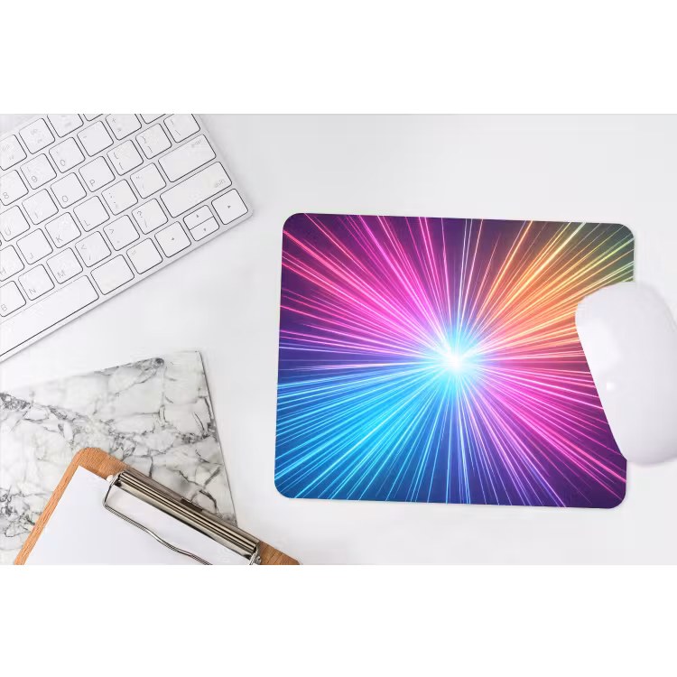 Abstract - Light - Burst - Modern - Colorful muismat rubber klein -witbureau